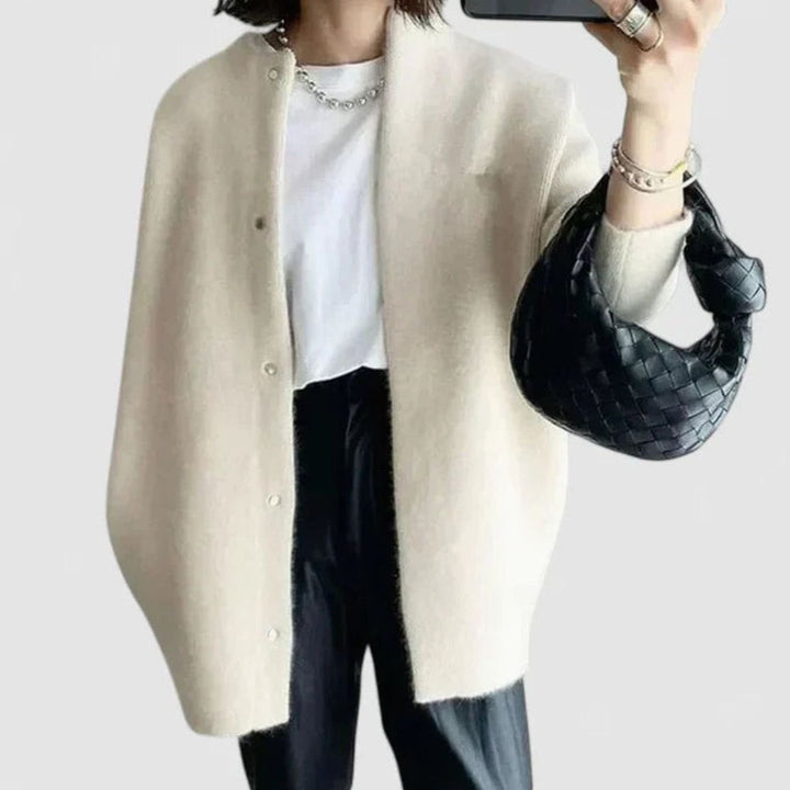 Women's Oversized Button-Front Knit Cardigan Sweater, Taupe