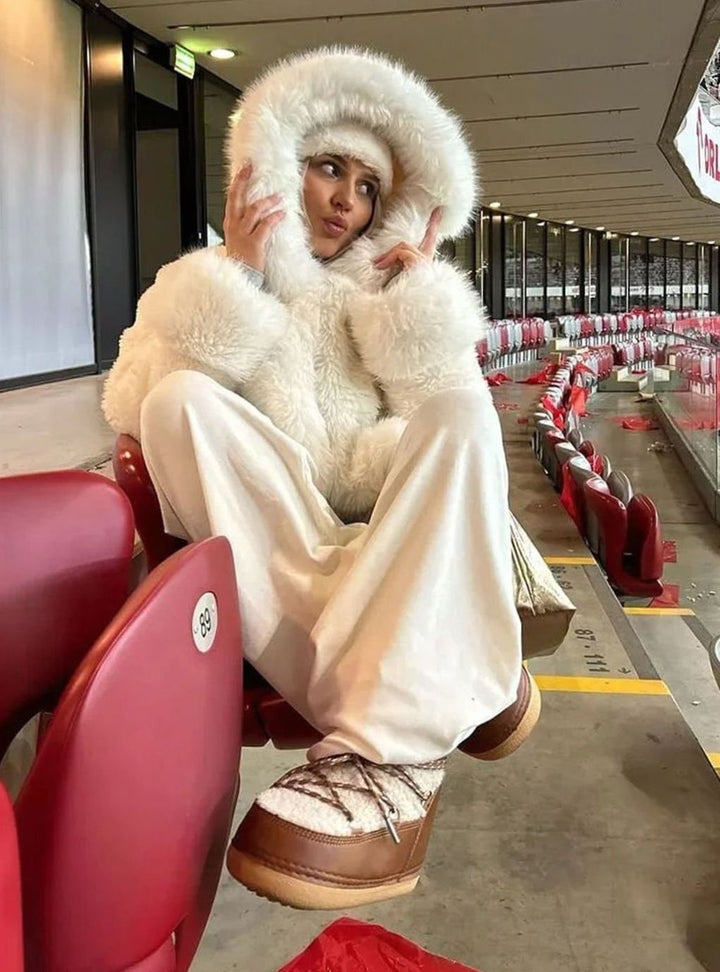 Women's Oversized Faux Fur Hooded Casual Coat
