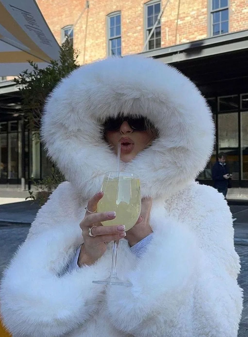 Women's Oversized Faux Fur Hooded Casual Coat