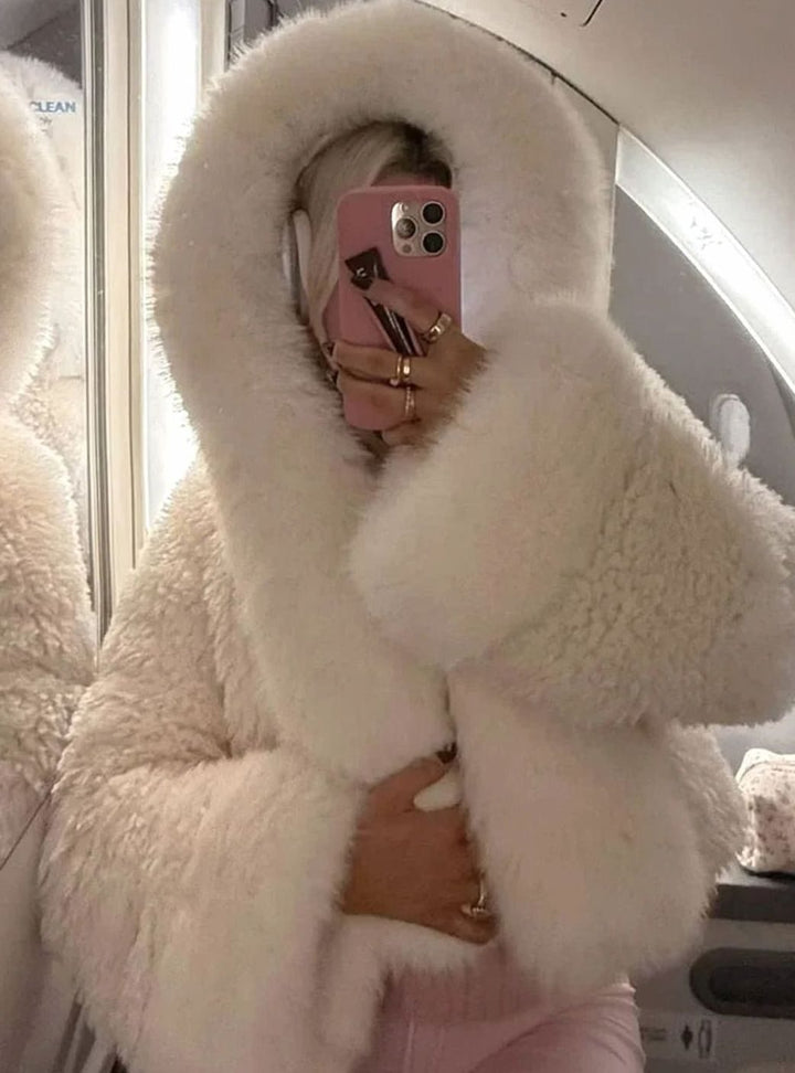 Women's Oversized Faux Fur Hooded Casual Coat