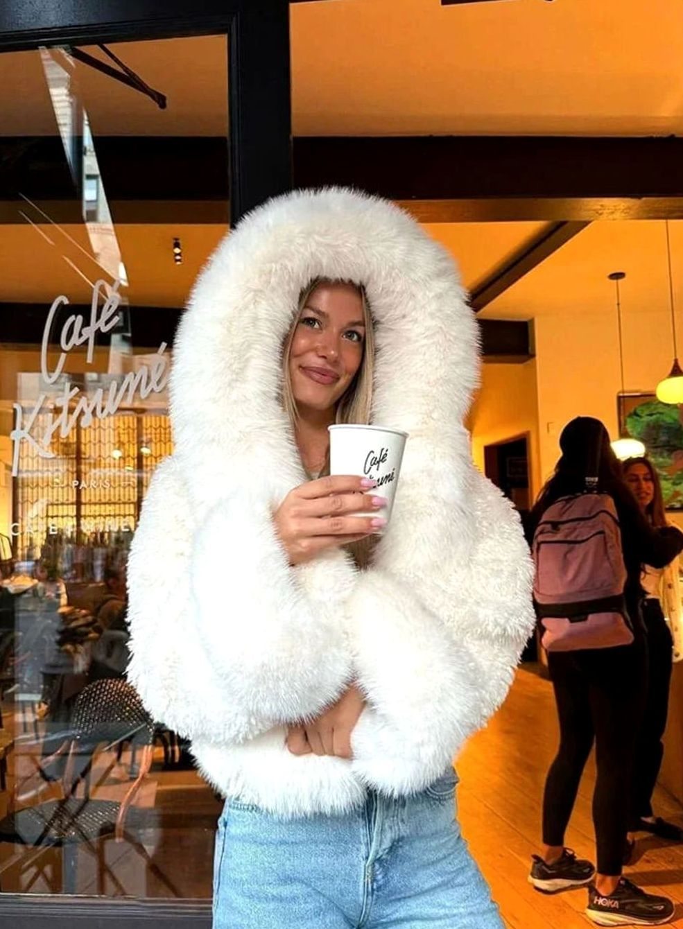 Women's Oversized Faux Fur Hooded Casual Coat