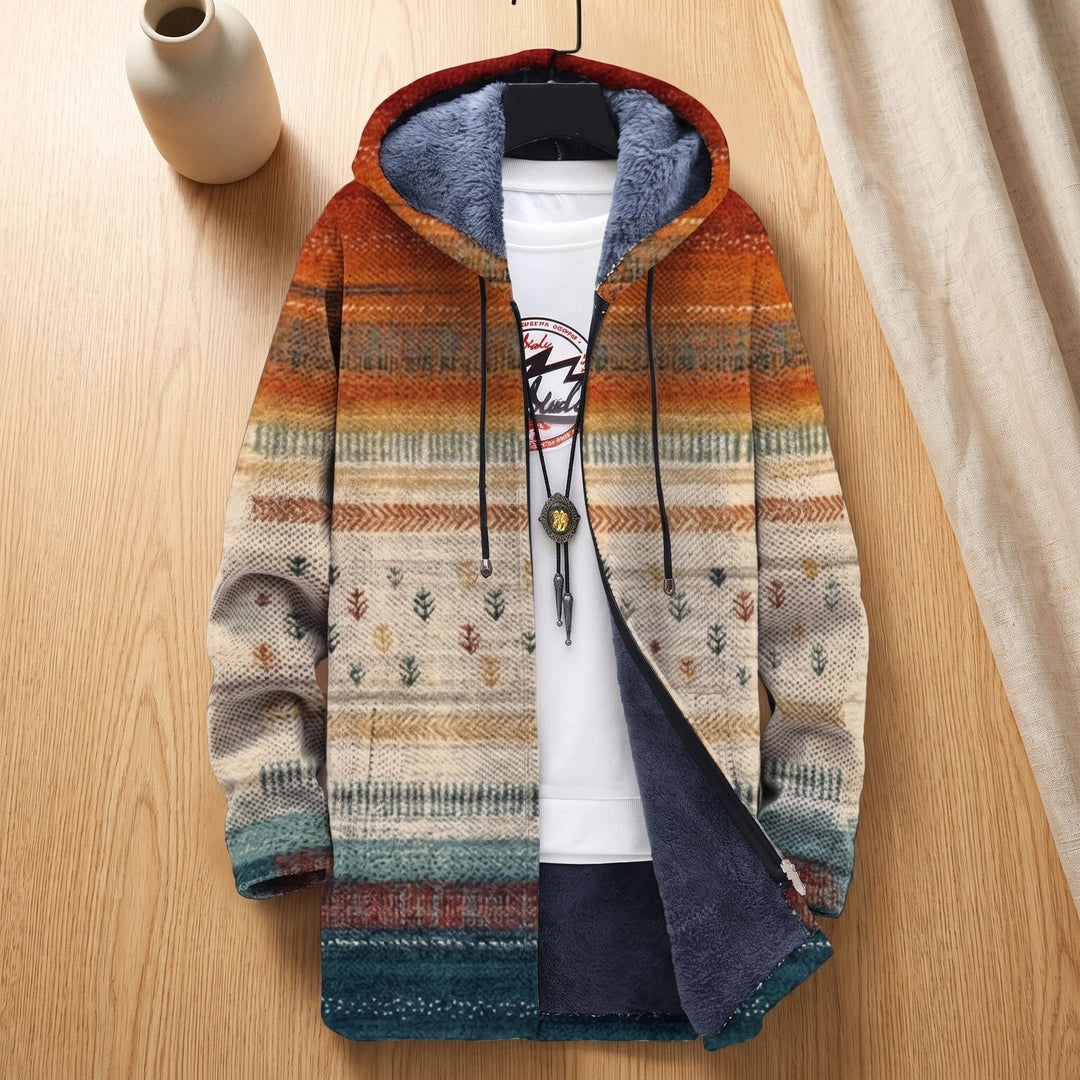 Women's Oversized Fleece-Lined Open Front Hooded Cardigan - Multicolor