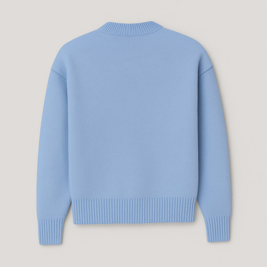 Women's Oversized Heart Motif Crew Neck Knit Sweater