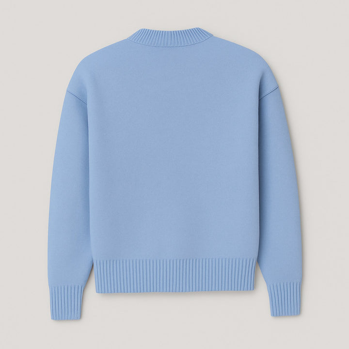 Women's Oversized Heart Motif Crew Neck Knit Sweater