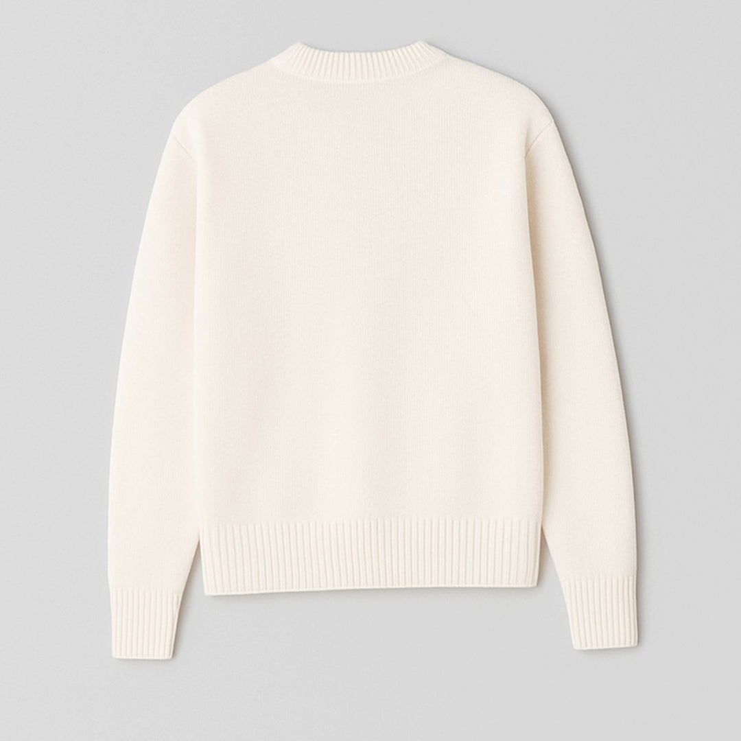 Women's Oversized Heart Motif Crew Neck Knit Sweater