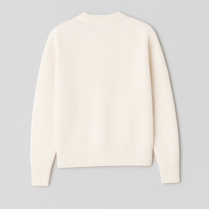 Women's Oversized Heart Motif Crew Neck Knit Sweater