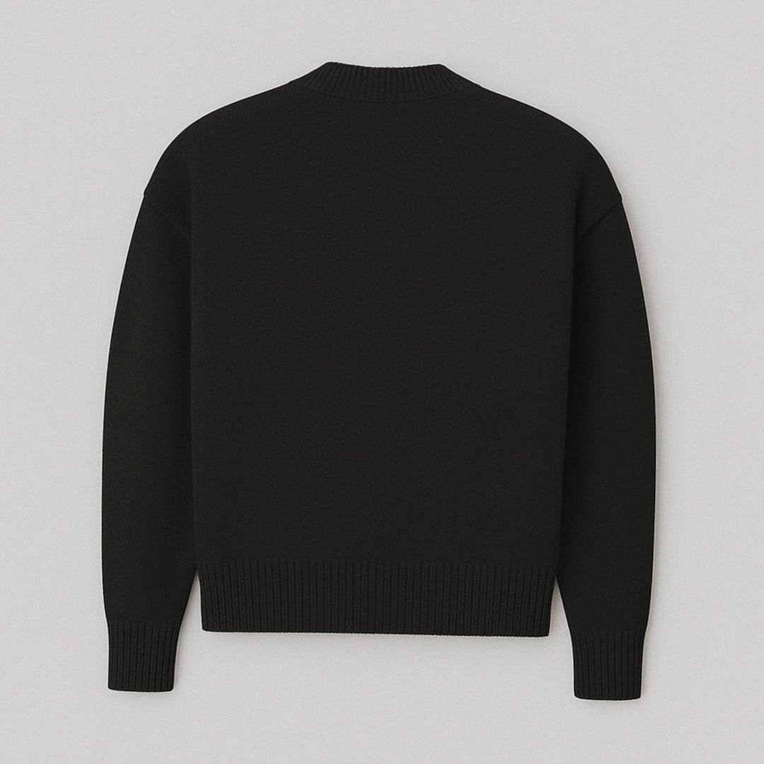 Women's Oversized Heart Motif Crew Neck Knit Sweater