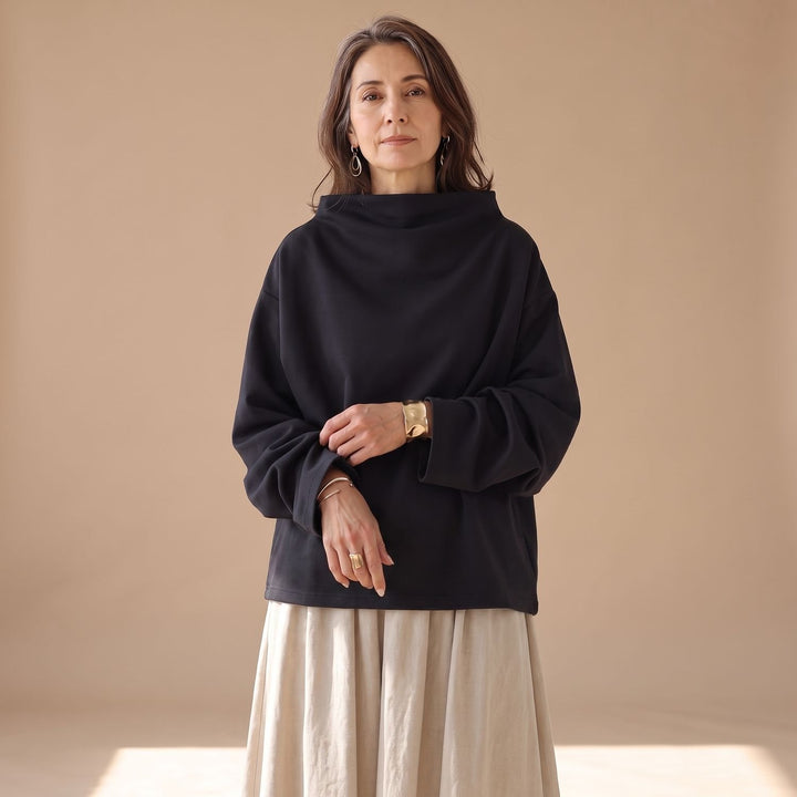 Women's Oversized High-Neck Soft Knit Sweater Top