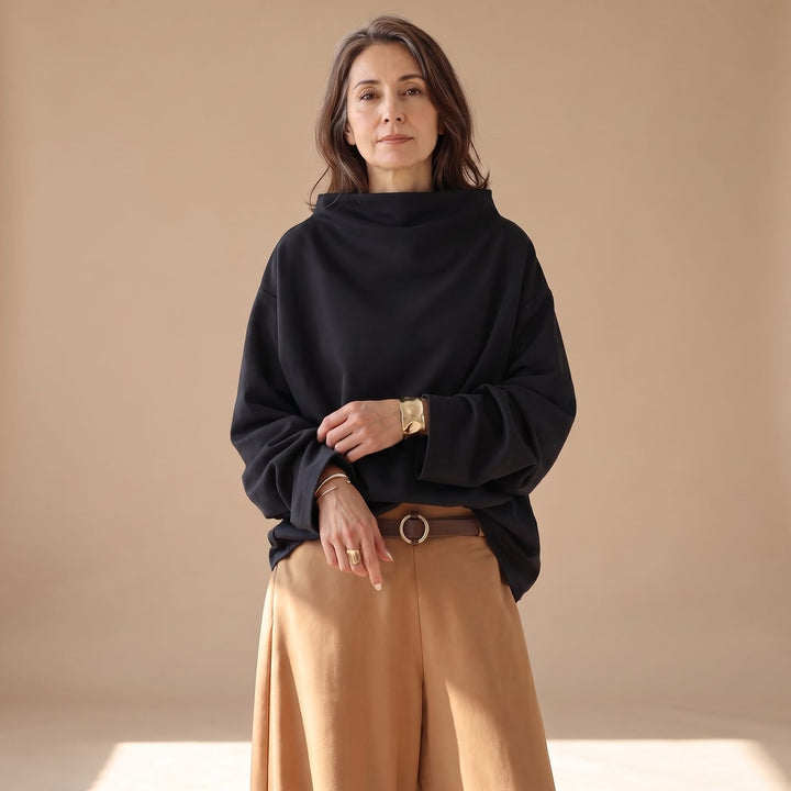 Women's Oversized High-Neck Soft Knit Sweater Top