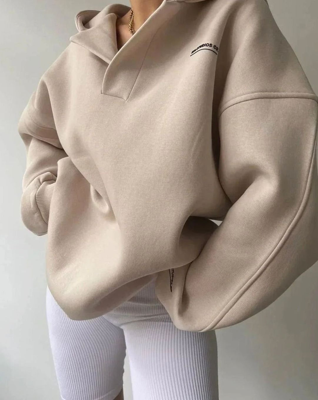 Women's Oversized Notch-Neck Pullover Hoodie Sweatshirt