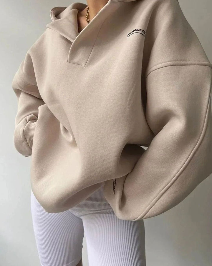 Women's Oversized Notch-Neck Pullover Hoodie Sweatshirt