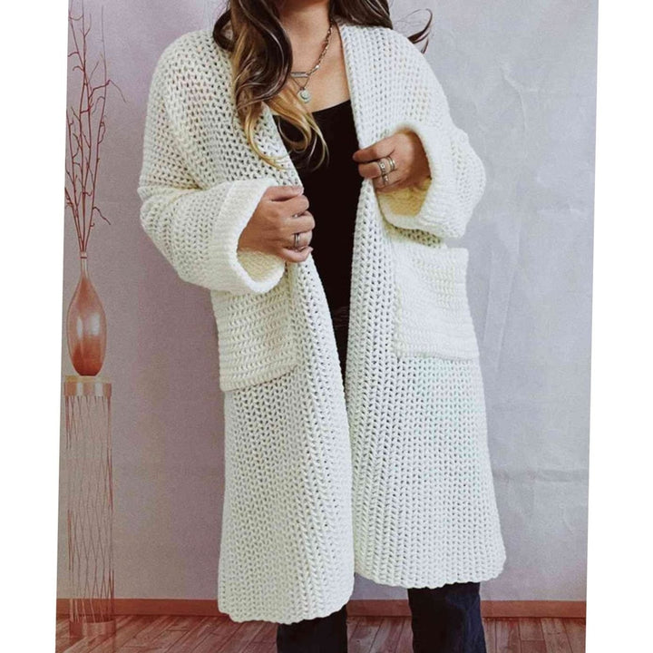 Women's Oversized Open-Front Chunky Knit Cardigan Sweater - White