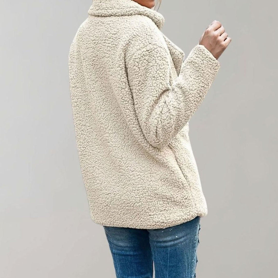 Women's Oversized Teddy Bear Coat Double-Breasted Notched Lapel Jacket