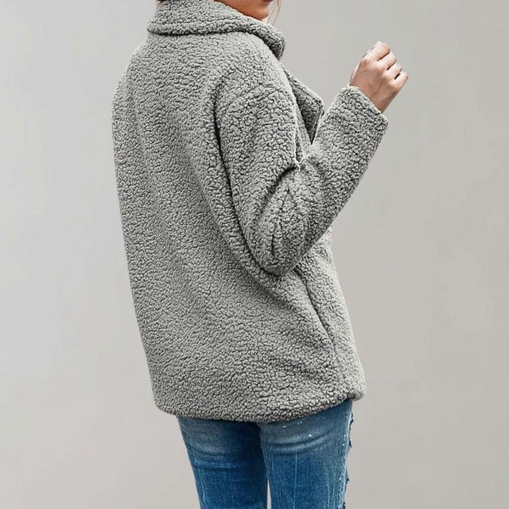 Women's Oversized Teddy Bear Coat Double-Breasted Notched Lapel Jacket