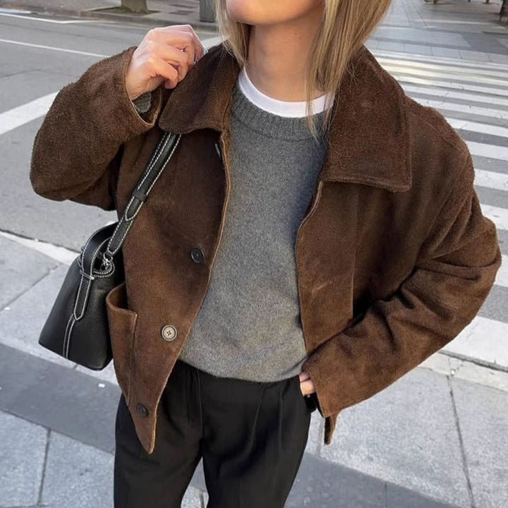 Women's Oversized Teddy Button-Front Patch Pocket Jacket