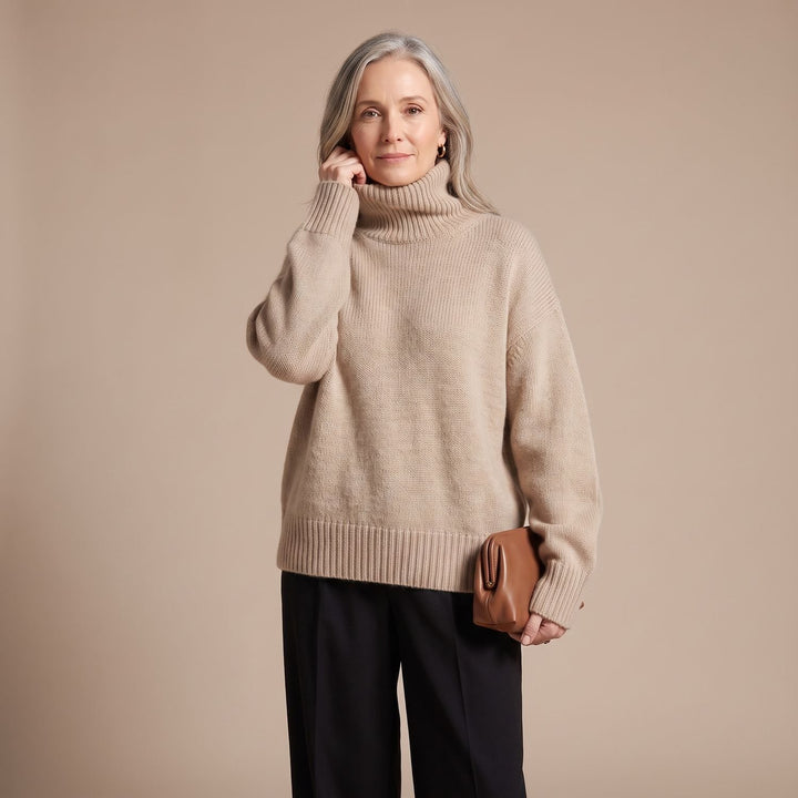 Women's Oversized Turtleneck Soft Knit Pullover Sweater