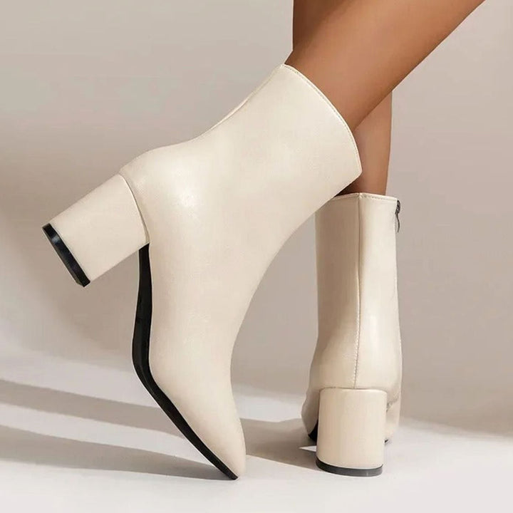 Women's Patent Faux Leather Block Heel Side-Zip Ankle Boots