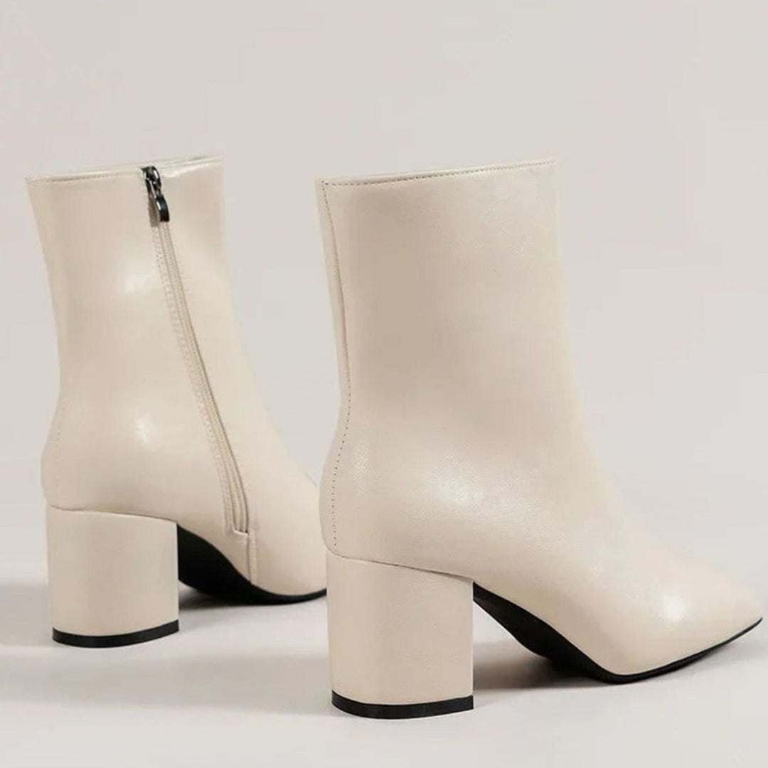 Women's Patent Faux Leather Block Heel Side-Zip Ankle Boots