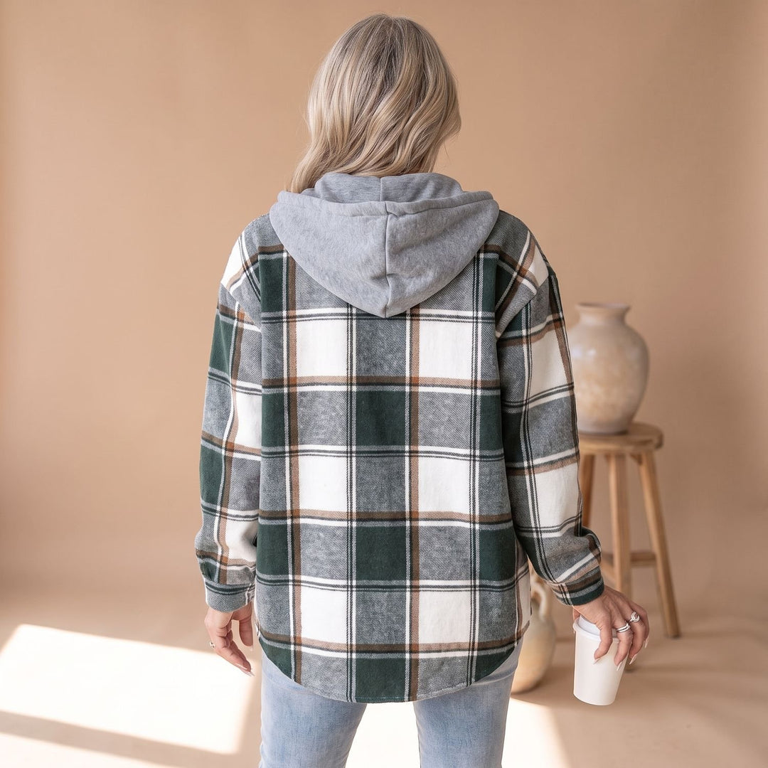Women's Plaid Hooded Button-Front Shacket