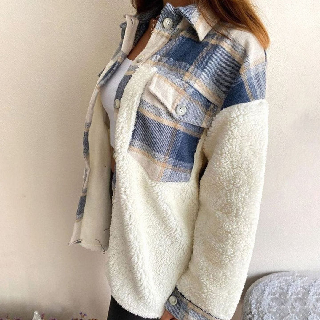 Women's Plaid Sherpa-Lined Button-Up Shacket