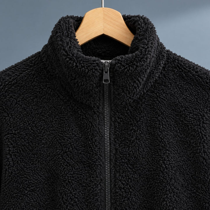 Women's Plush Sherpa Full-Zip Stand-Collar Fleece Jacket
