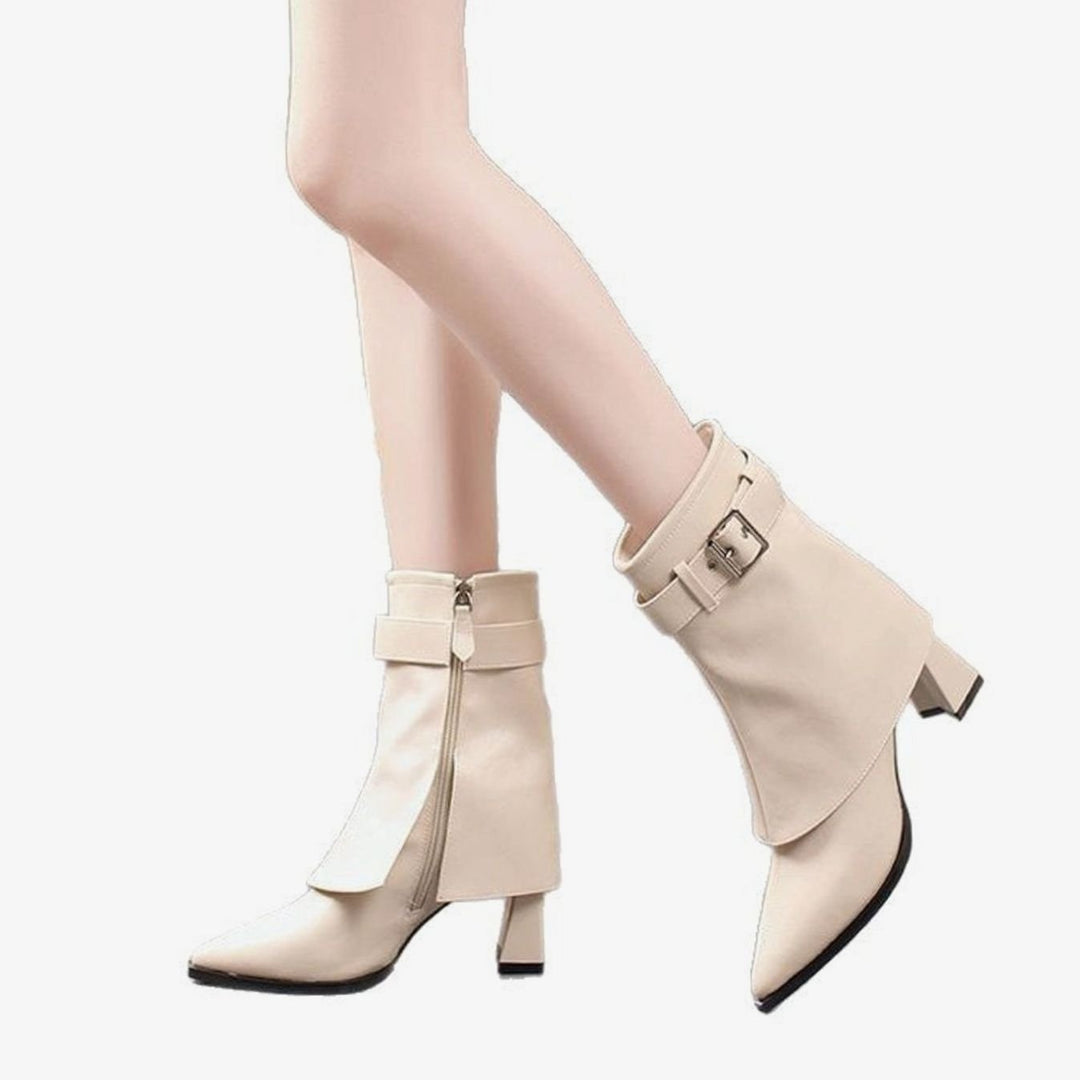 Women's Pointed-Toe Block-Heel Buckle Ankle Boots