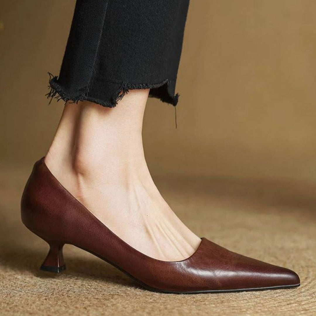 Women's Pointed-Toe Block-Heel Classic Pumps - Brown