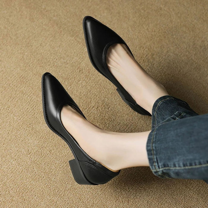 Women's Pointed-Toe Block Heel Dressy Slip-On Pumps - Black