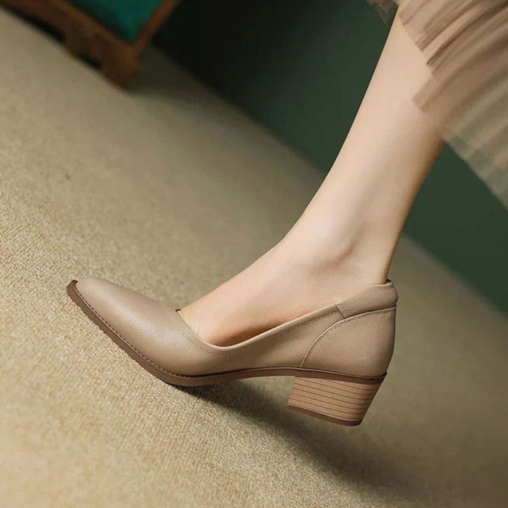 Women's Pointed-Toe Block Heel Dressy Slip-On Pumps