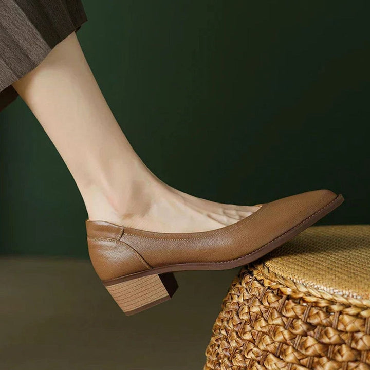 Women's Pointed-Toe Block Heel Dressy Slip-On Pumps