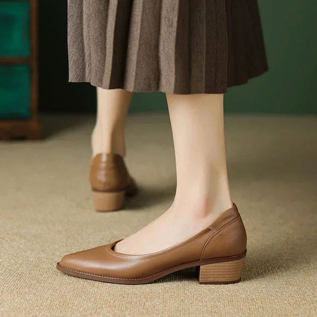 Women's Pointed-Toe Block Heel Dressy Slip-On Pumps