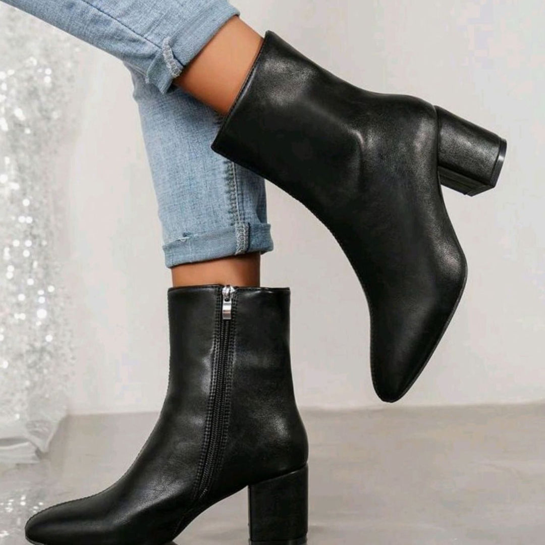 Women's Pointed-Toe Block-Heel Side-Zip Ankle Boots