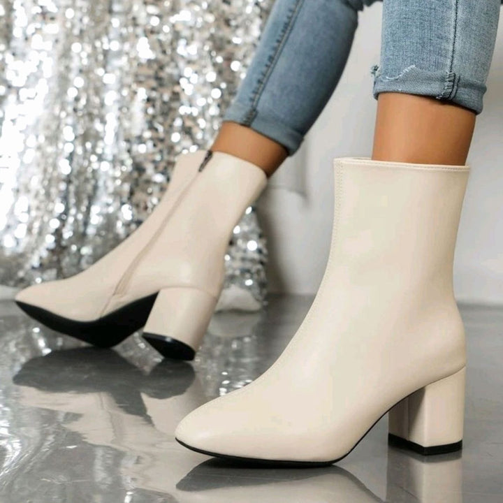 Women's Pointed-Toe Block-Heel Side-Zip Ankle Boots