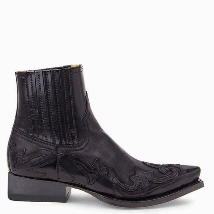 Women's Pointed-Toe Western Ankle Cowboy Boots Elastic Leather