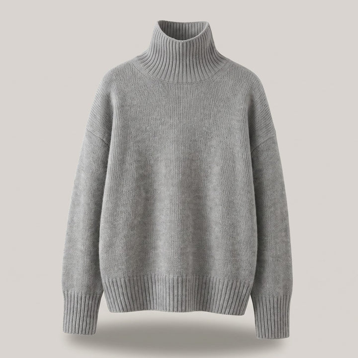 Women's Pure Cashmere Turtleneck Relaxed-Fit Sweater - Gray