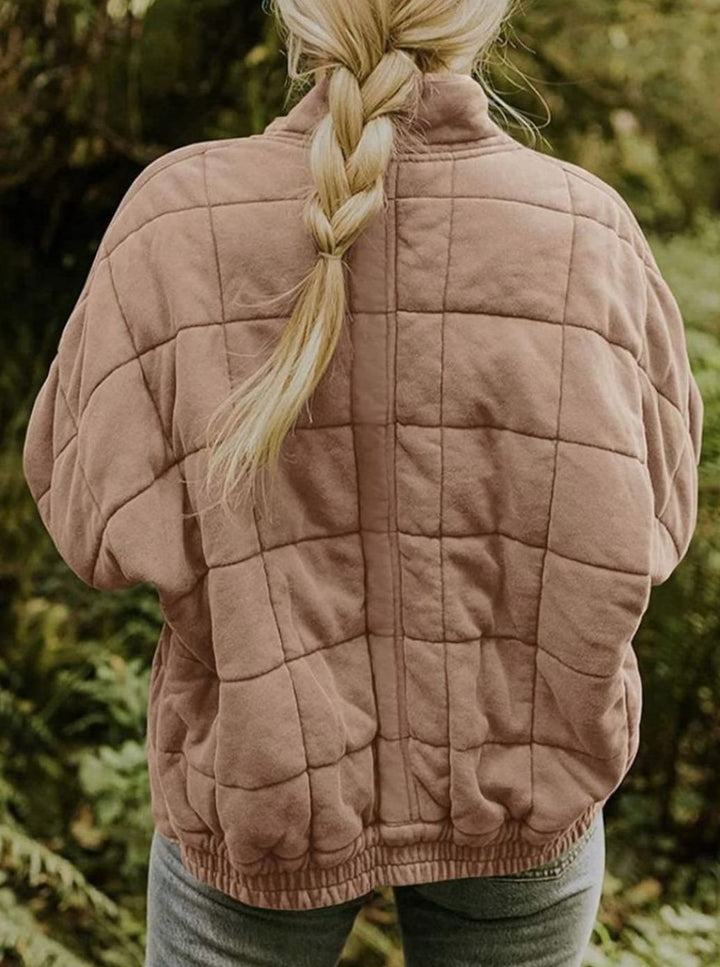Women's Quilted Fashion Jacket Stand Collar Full-Zip