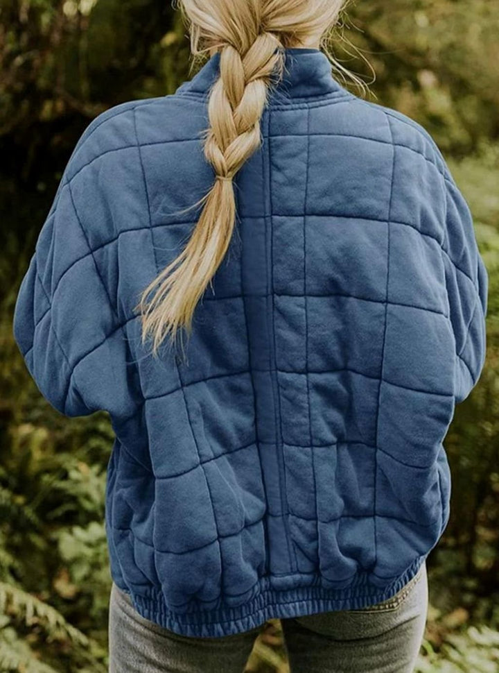 Women's Quilted Fashion Jacket Stand Collar Full-Zip