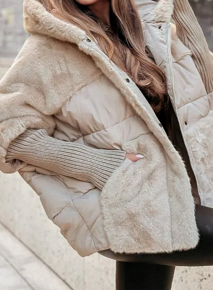 Women's Quilted Faux Fur Hooded Puffer Jacket