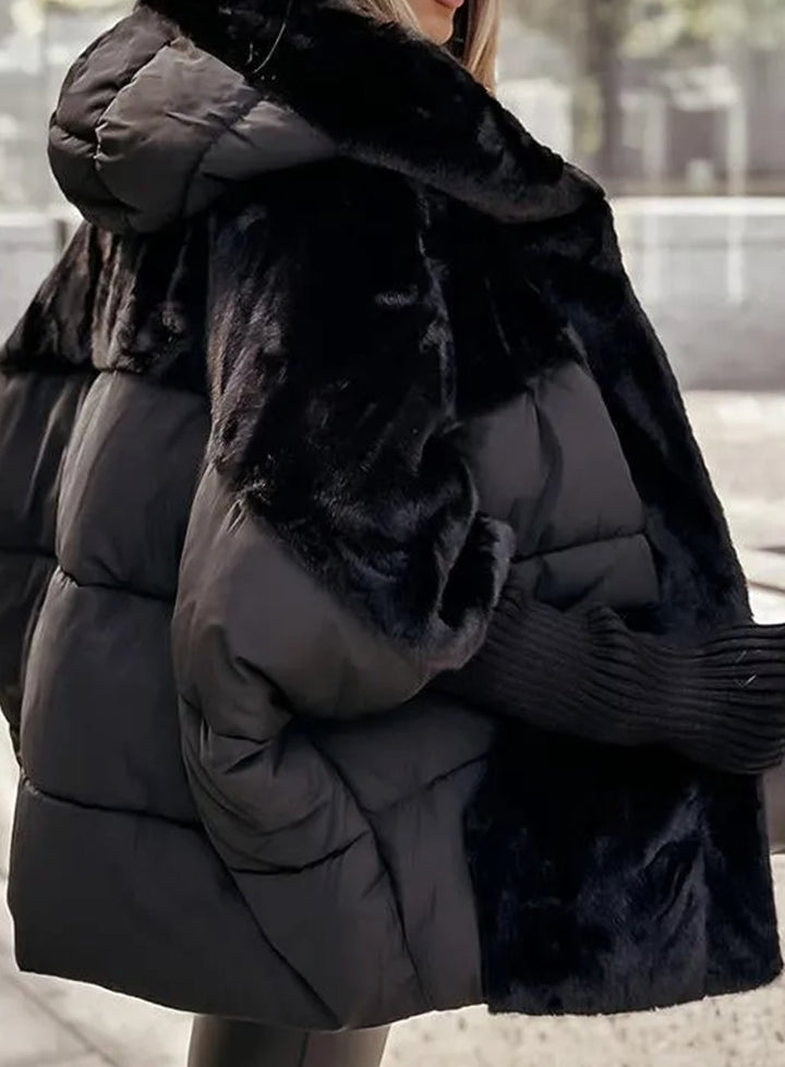 Women's Quilted Faux Fur Hooded Puffer Jacket
