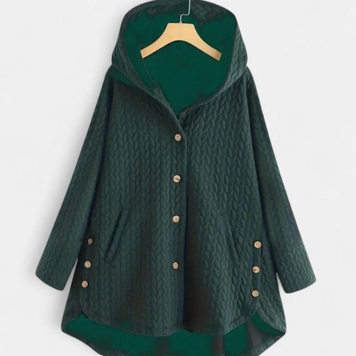 Women's Quilted Hooded Button-Front Asymmetric Coat - Green