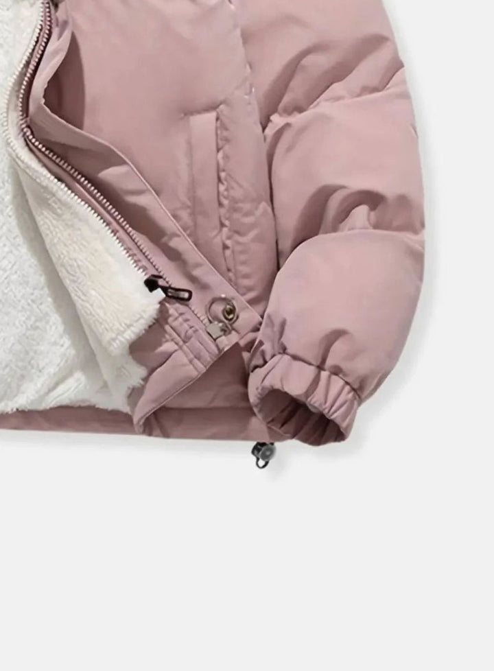 Women's Quilted Puffer Coat Sherpa-Lined Hooded Winter Jacket