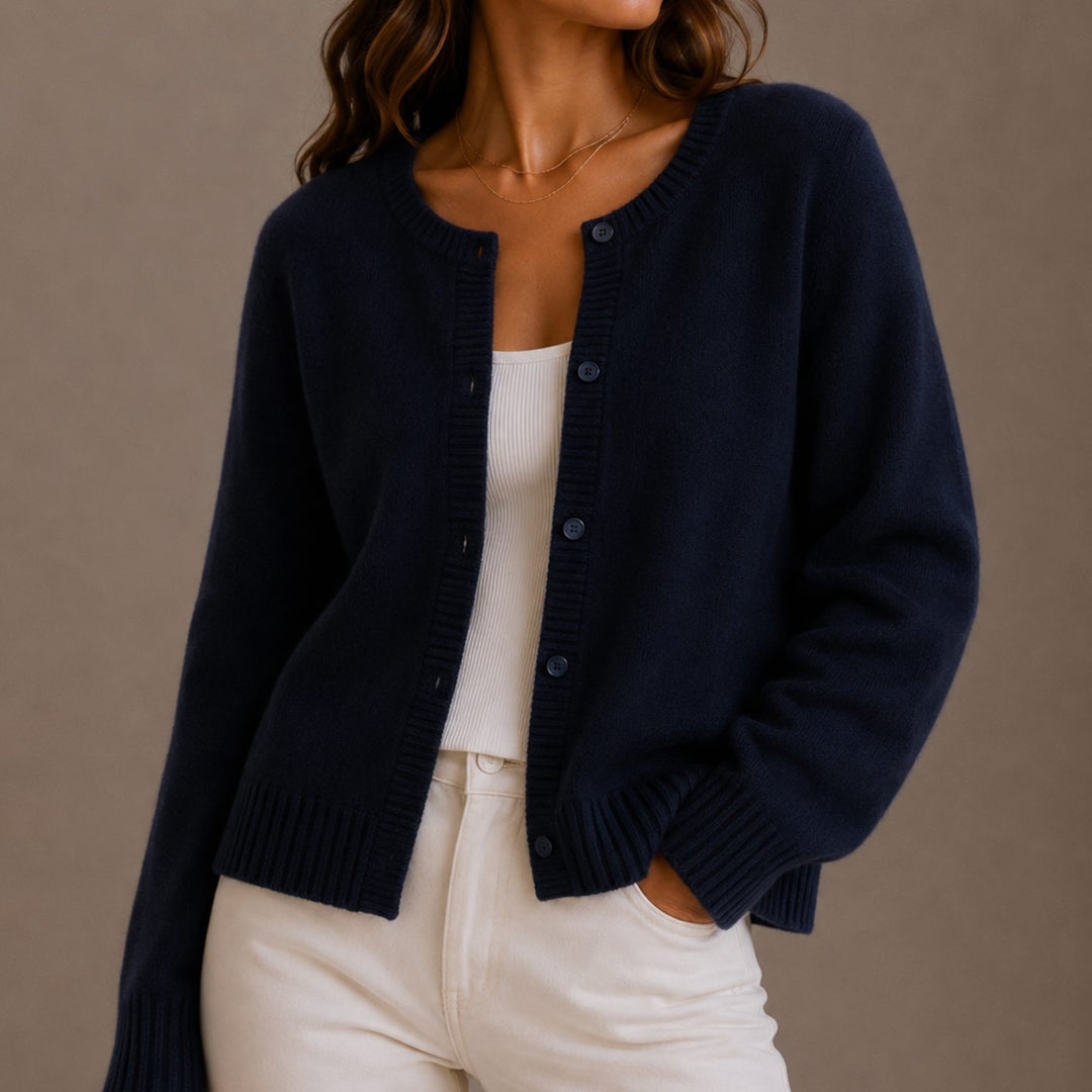 Women's Relaxed-Fit Button-Up Round Neck Knit Cardigans