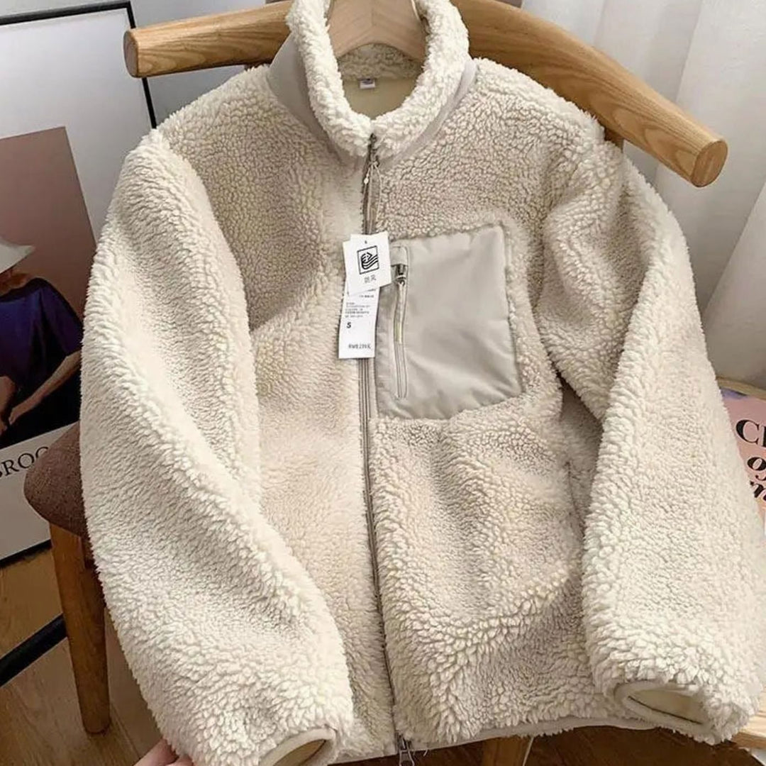 Women's Relaxed-Fit Full Zip-Up Sherpa Fleece Jacket - Beige