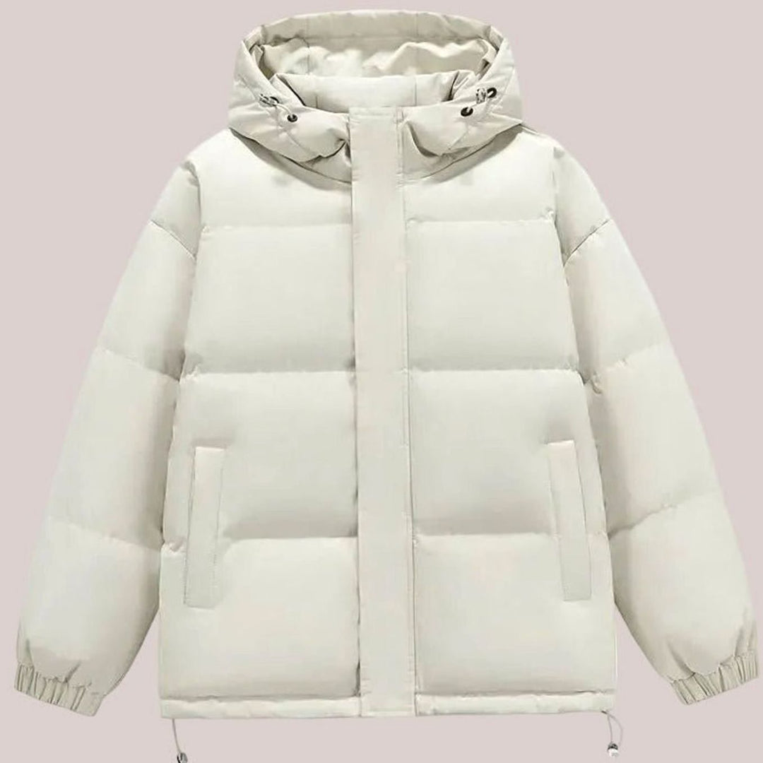 Women's Relaxed-Fit Hooded Puffer Jacket Drop-Shoulder Coat - White