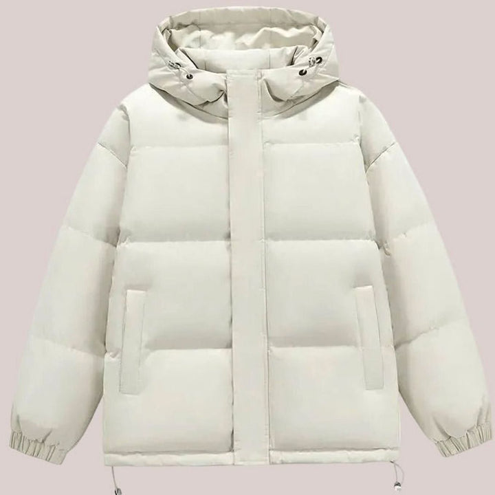 Women's Relaxed-Fit Hooded Puffer Jacket Drop-Shoulder Coat - White
