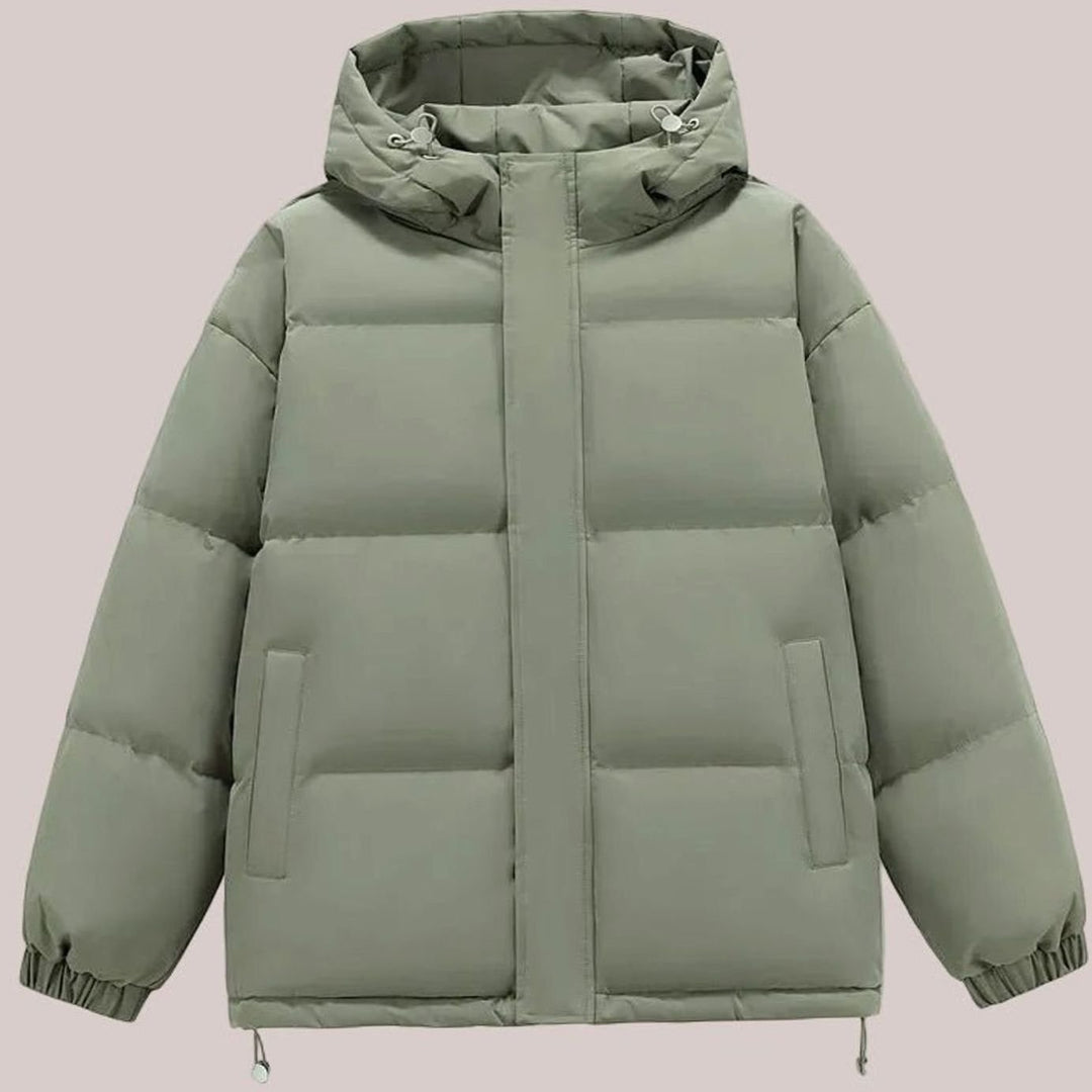 Women's Relaxed-Fit Hooded Puffer Jacket Drop-Shoulder Coat - Green