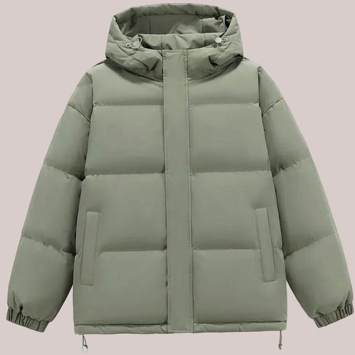 Women's Relaxed-Fit Hooded Puffer Jacket Drop-Shoulder Coat - Green