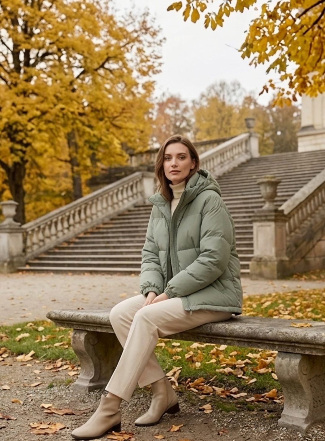 Women's Relaxed-Fit Hooded Puffer Jacket Drop-Shoulder Coat