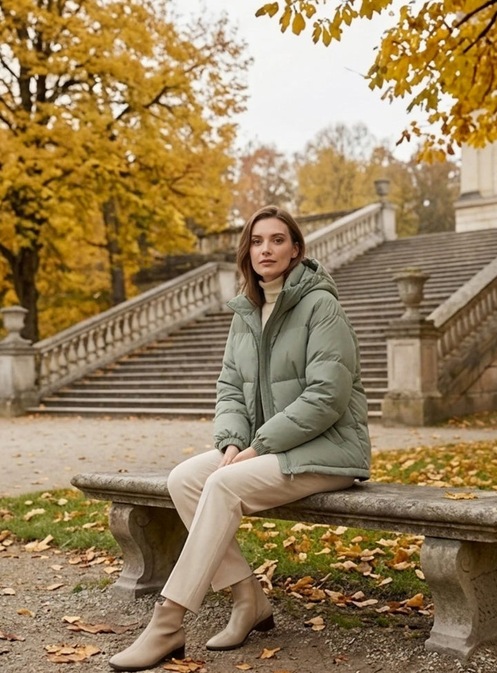 Women's Relaxed-Fit Hooded Puffer Jacket Drop-Shoulder Coat