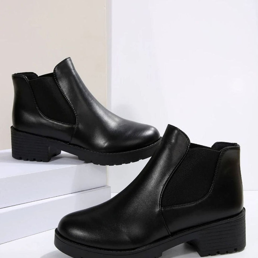 Women's Round Toe Block Heel Slip-On Chelsea Ankle Boots